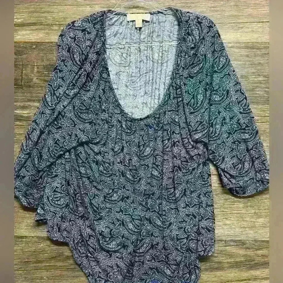 Michael Kors Blue and White Scoop Neck Blouse Women’s Size 3X - Picture 1 of 2